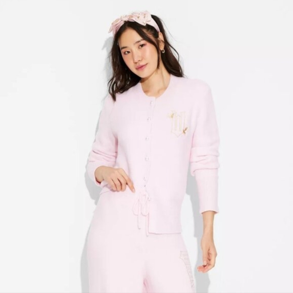 Wicked Paul Tazewell Pink Glinda Cardigan w/Pearl medium Gold Embroidered Sz. LG